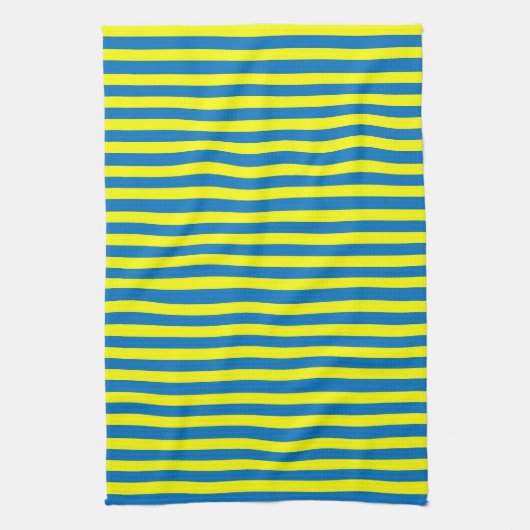 Bright Yellow and Blue Stripes キッチンタオル (縦)