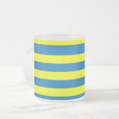 Bright Yellow and Blue Stripes フロストグラスマグカップ (正面左)