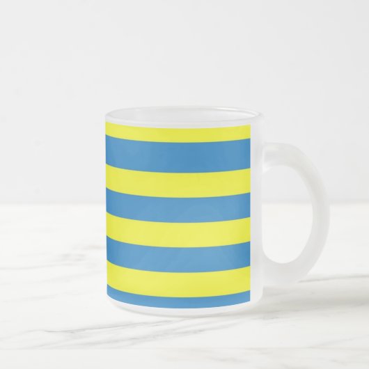 Bright Yellow and Blue Stripes フロストグラスマグカップ (右)