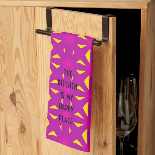 Bright Yellow and Purple Kitchen Towel キッチンタオル (三つ折り)