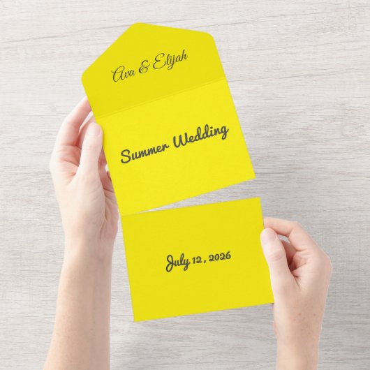 Bright Yellow Background – Minimal Wedding Art オールインワン招待状 (貼ってはがせる)