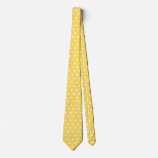 Bright Yellow Background with White Star Pattern ネクタイ (正面)