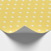Bright Yellow Background with White Star Pattern ラッピングペーパー (角)