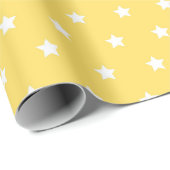 Bright Yellow Background with White Star Pattern ラッピングペーパー (ロールコーナー)
