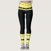 Bright Yellow & Black Tribal Leggings レギンス (正面)