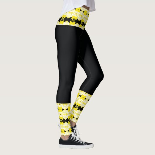 Bright Yellow & Black Tribal Leggings レギンス (右)
