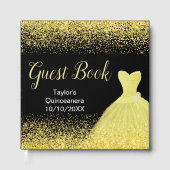 Bright Yellow Dress Faux Glitter Quinceanera ゲストブック (正面)