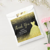 Bright Yellow Dress Faux Glitter Quinceanera フェイバーバッグ (封をした状態)