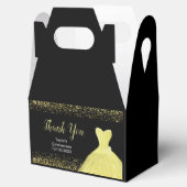 Bright Yellow Dress Faux Glitter Quinceanera フェイバーボックス (オープン)