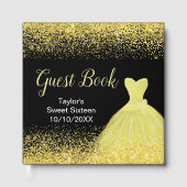 Bright Yellow Dress Faux Glitter Sweet 16 Birthday ゲストブック (正面)