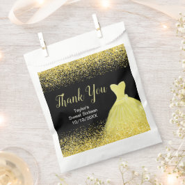 Bright Yellow Dress Faux Glitter Sweet 16 Birthday フェイバーバッグ