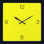 Bright Yellow FFFF00カラー – 名前の追加オプション スクエア壁時計<br><div class="desc">名前、イニシャル、文字、または色保を単独で追加する名前とHEXコード(6桁の16進数の三重項)に基づいて、ストア内の他のアイテムとカラー座標。このコードを使用してカスタマイズ、このコードを使用して他のアイテムをミックス、一致させ、他のコレクションに追加する。Zazzle製品のほとんどのカスタマイズ文字と背景の色に16進コードを使用する場合がある。ボタンクリックを押すカスタマイズこと。</div>