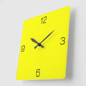 Bright Yellow FFFF00カラー – 名前の追加オプション スクエア壁時計 (傾斜)