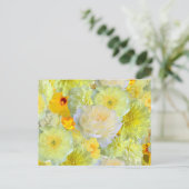 Bright Yellow Floral Blank Greeting ポストカード (スタンド正面)