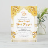 Bright Yellow Floral & Gold Arch Ramadan Iftar Inv 招待状 (スタンド正面)