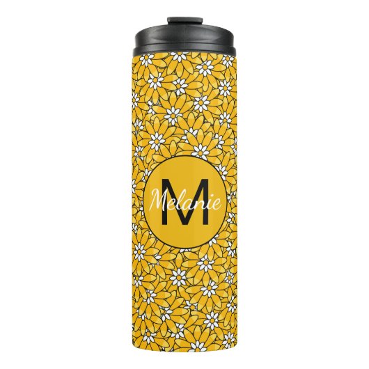Bright Yellow Floral Pattern Personalised タンブラー (正面)
