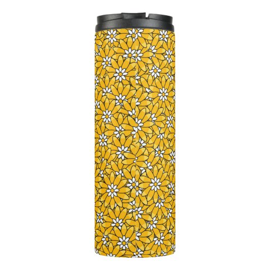 Bright Yellow Floral Pattern Personalised タンブラー (裏面)