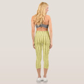 Bright Yellow Glitter Style Vertical Stripes カプリレギンス (裏面)