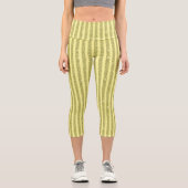 Bright Yellow Glitter Style Vertical Stripes カプリレギンス (正面)
