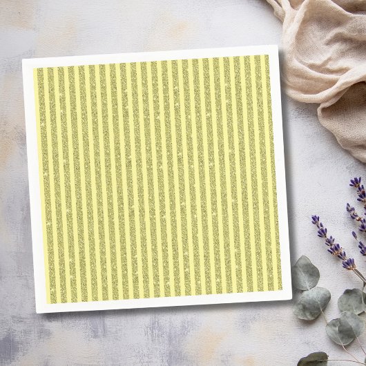 Bright Yellow Glitter Style Vertical Stripes スタンダードカクテルナプキン