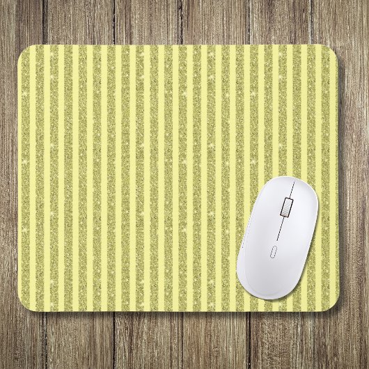 Bright Yellow Glitter Style Vertical Stripes マウスパッド