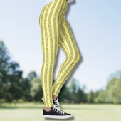 Bright Yellow Glitter Style Vertical Stripes レギンス
