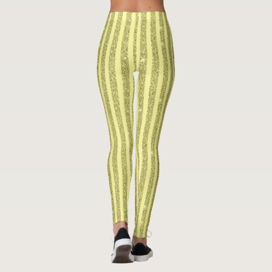 Bright Yellow Glitter Style Vertical Stripes レギンス (裏面)