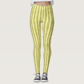 Bright Yellow Glitter Style Vertical Stripes レギンス (正面)