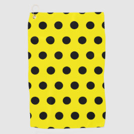 Bright Yellow Golf Towel with Black Dot Pattern ゴルフタオル