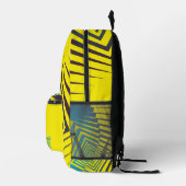 Bright Yellow Green Abstract Jungle Style Pattern プリントバックパック (右)