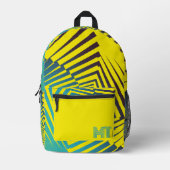 Bright Yellow Green Abstract Jungle Style Pattern プリントバックパック (正面)