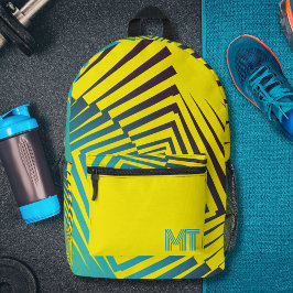 Bright Yellow Green Abstract Jungle Style Pattern プリントバックパック