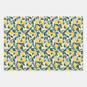 Bright Yellow Lemon Patterned set of 3 ラッピングペーパーシート (正面3)