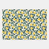 Bright Yellow Lemon Patterned set of 3 ラッピングペーパーシート (正面2)