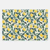 Bright Yellow Lemon Patterned set of 3 ラッピングペーパーシート (正面)