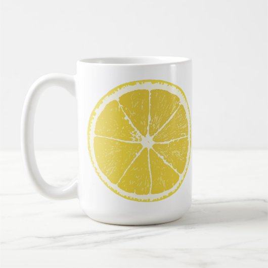 Bright Yellow Lemon Slice on White Mug コーヒーマグカップ (左)