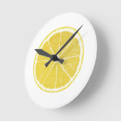 Bright Yellow Lemon Slice Wall Clock ラウンド壁時計 (傾斜)