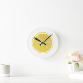 Bright Yellow Lemon Slice Wall Clock ラウンド壁時計 (ホーム)