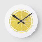 Bright Yellow Lemon Slice Wall Clock ラウンド壁時計 (正面)