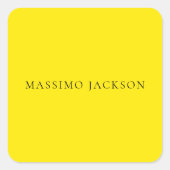 Bright Yellow Minimalist Plain Modern Aesthetic スクエアシール (正面)