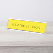 Bright Yellow Minimalist Plain Modern Aesthetic デスクネームプレート (正面)