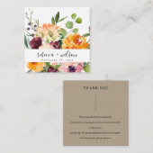 BRIGHT YELLOW ORANGE FLORA BUNCH'結婚s THANK YOU スクエア名刺 (正面/裏面)