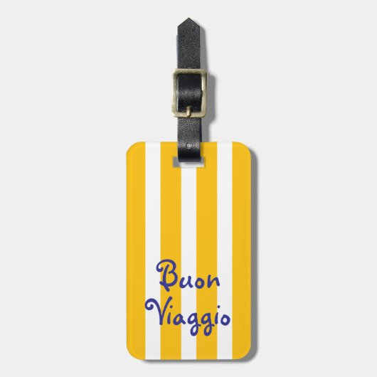 Bright Yellow Orange Stripes | Buon Viaggio ラゲッジタグ (正面縦)