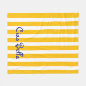 Bright Yellow Orange Stripes | Ciao Bella フリースブランケット (正面(横))