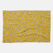 Bright Yellow Overlapping Floral Pattern キッチンタオル (横)