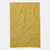 Bright Yellow Overlapping Floral Pattern キッチンタオル (縦)