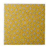 Bright Yellow Overlapping Floral Pattern タイル (正面)