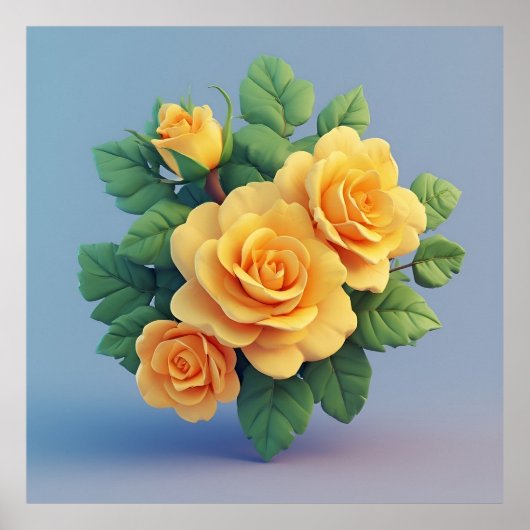 Bright Yellow Rose Bouquet ポスター (正面)