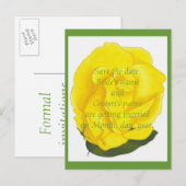 Bright Yellow Rose Save the date wedding postcards 案内ポストカード (正面/裏面)