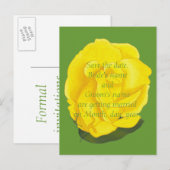 Bright yellow rose Save the date wedding postcards 案内ポストカード (正面/裏面)